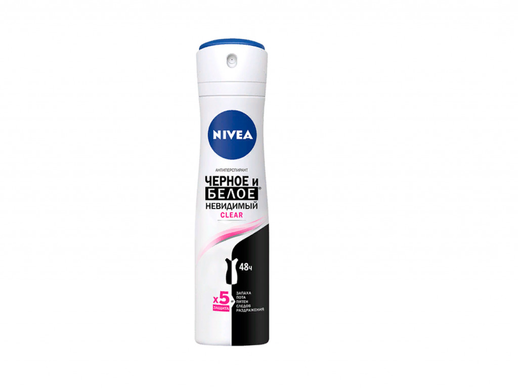 Дезодорант-спрей невидимая защита для черного и белого СLEAR NIVEA, 150 мл