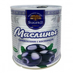 Маслины греческие супергигант  SUGFR c косточкой 825гр.