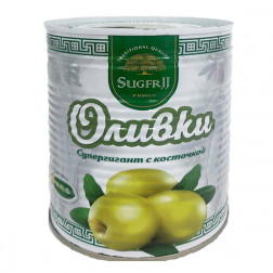 Оливки греческие супер гигант SUGFR c косточкой 825 гр.